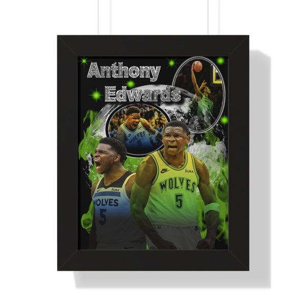 Anthony Edwards Framed Poster nba art nba poster Wolves Poster nba svg Timberwolves Poster Minnesota T Wolves Gift Ant Man nba artwork