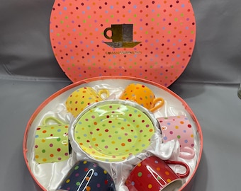 Vintage 1990s classic polka dot coffee and tea set 12 piece brand new