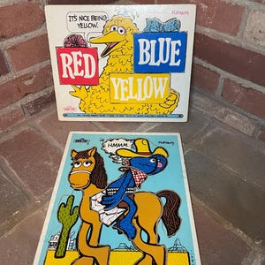 Vintage 1970s Playskool Sesame Street wood board puzzles