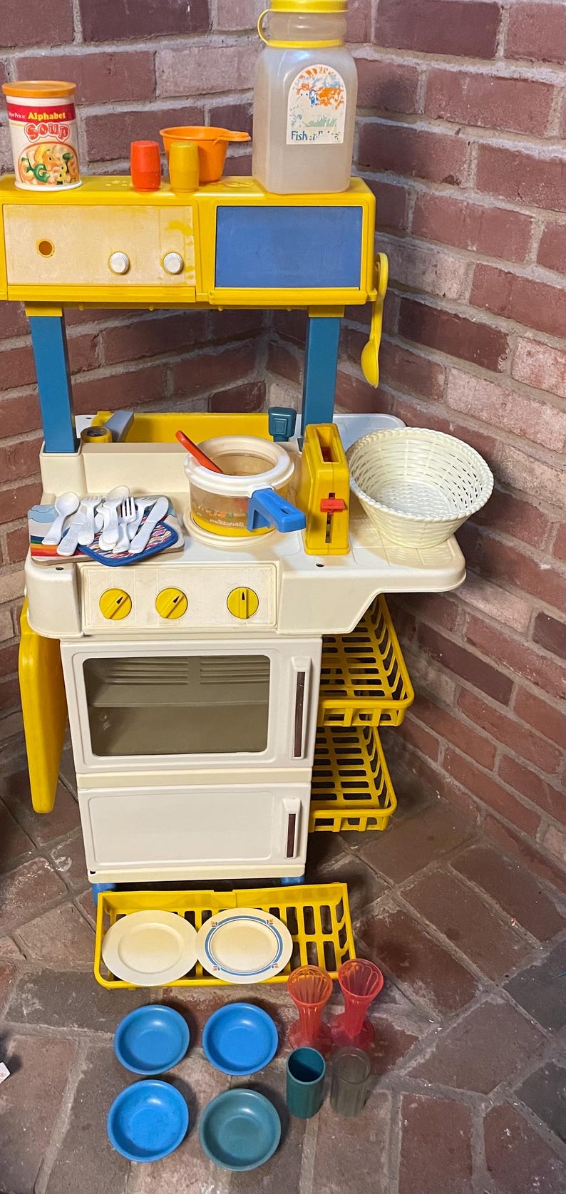 Rare Vintage 1970s Fisher Price Fun Food Kitchen Oven Play Set W Stove ...
