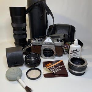 Vintage Custom brown leather Pentax K1000 35mm camera package