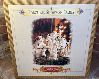 Vintage 2001 Grandeur Noel Porcelain Snowman Family collector's edition set