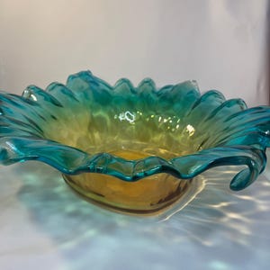 Vintage MCM mid century modern extra large Murano glass bowl / centerpiece 20 inch