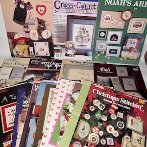 Vintage 1970s - 80s - 90s cross stitching magazines / booklets blueprints