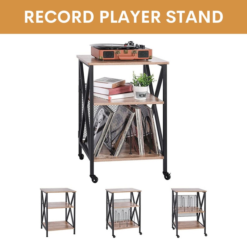Record Player Stand Turntable Stand With Record Storage Etsy