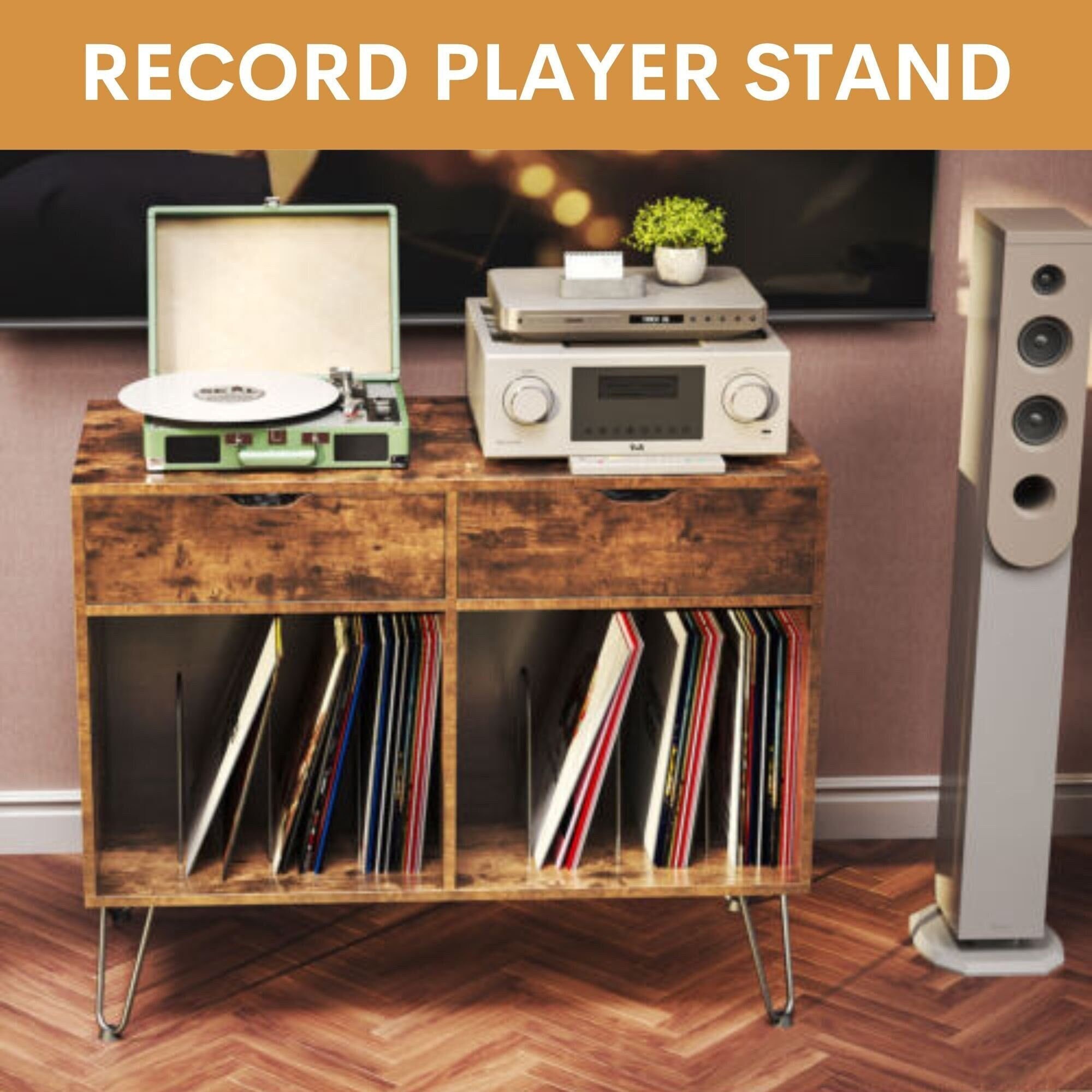 Overtreden slank profiel Record Player Stand Turntable Stand with Record Storage - Etsy België