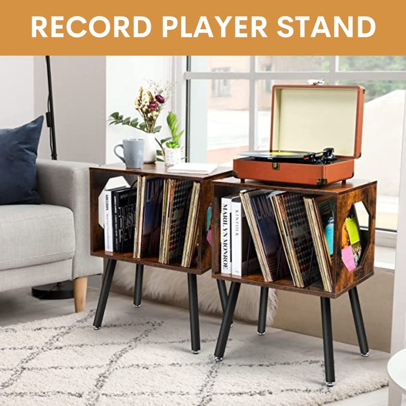 Modern Record Player Stand Turntable Stand Wood Record Etsy