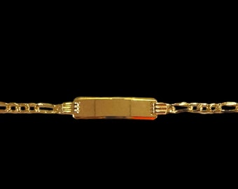 14K Gold Baby ID Bracelet - Figaro Link Bracelet - 2.5MM - Solid Gold Baby Bracelet - Cusom Baby Name Bracelet