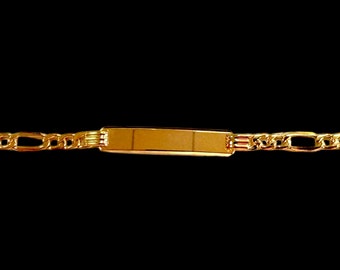 14K Gold Baby ID Bracelet - Figaro Link Bracelet - 3.5MM - Solid Gold Baby Bracelet - Cusom Baby Name Bracelet