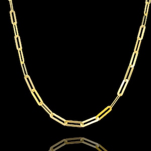 14K Gold Paperclip Chain - Paperclip Necklace - Chunky Gold Chain -  Layering Chain
