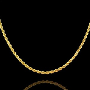 14Kロープチェーン - 4mm - ソリッドゴールドメンズネックレス