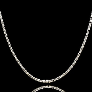 14K White Gold Ice Link Chain Neclace - Diamond Cut - 2.5 MM - Solid Gold - Unisex Chain