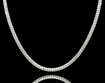 14K White Gold Ice Link Chain Neclace - Diamond Cut - 4.5 MM - Solid Gold - Unisex Chain