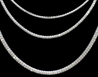 14K ホワイト ゴールド アイス リンク チェーン ネックレス