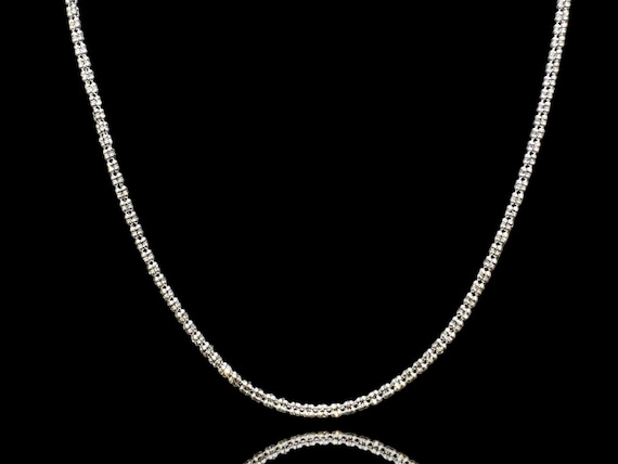 14K White Gold Ice Link Chain Neclace - Diamond Cut - 2.5 MM