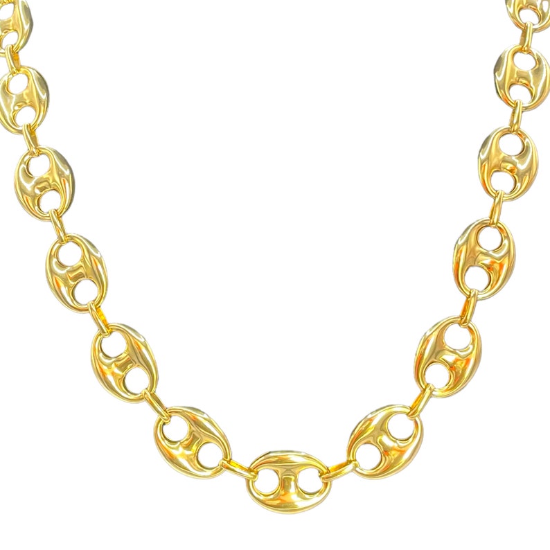 14K Gold Anchor Link Chain 16.5mm Puffed Marinor Anchor Link Etsy