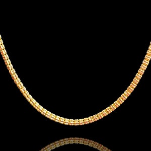 14K Gold Ice Link Chain Neclace - Diamond Cut - 3.5 MM - Solid Gold Mens Necklace - Unisex Chain