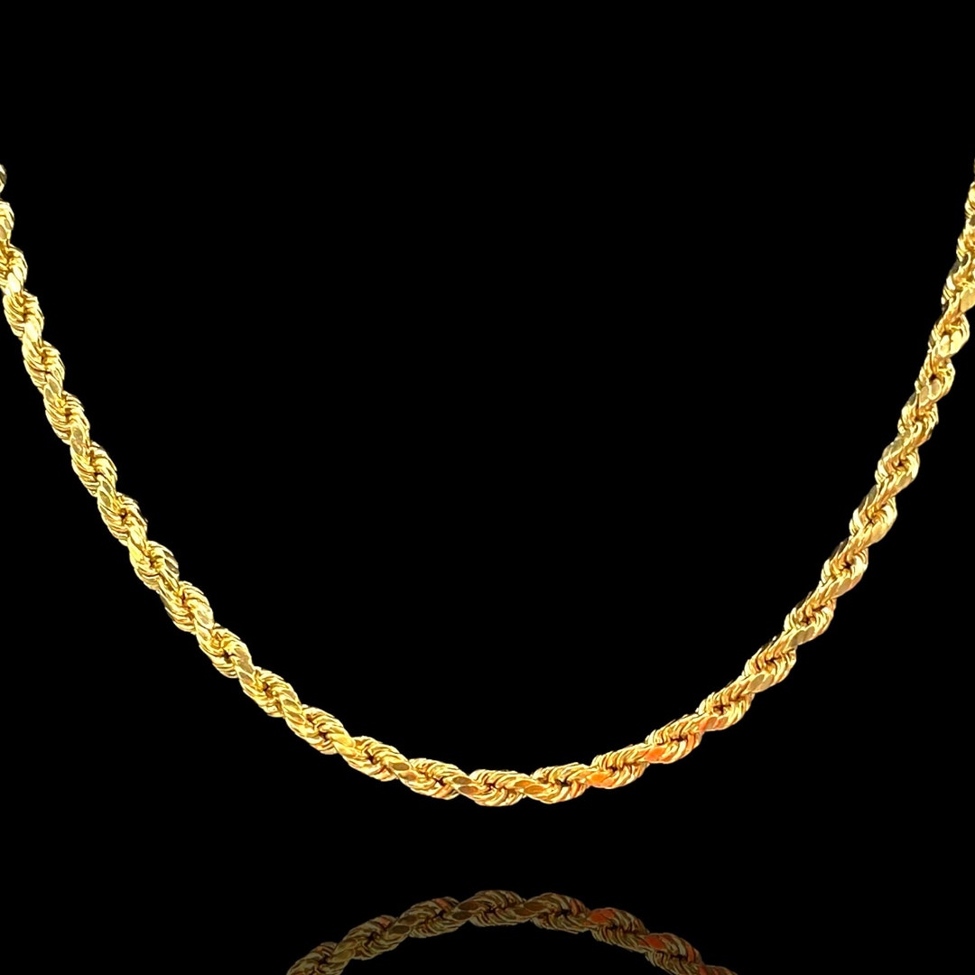 14K Rope Chain - 5mm - Square Franco - Solid Gold Mens Necklace - Etsy