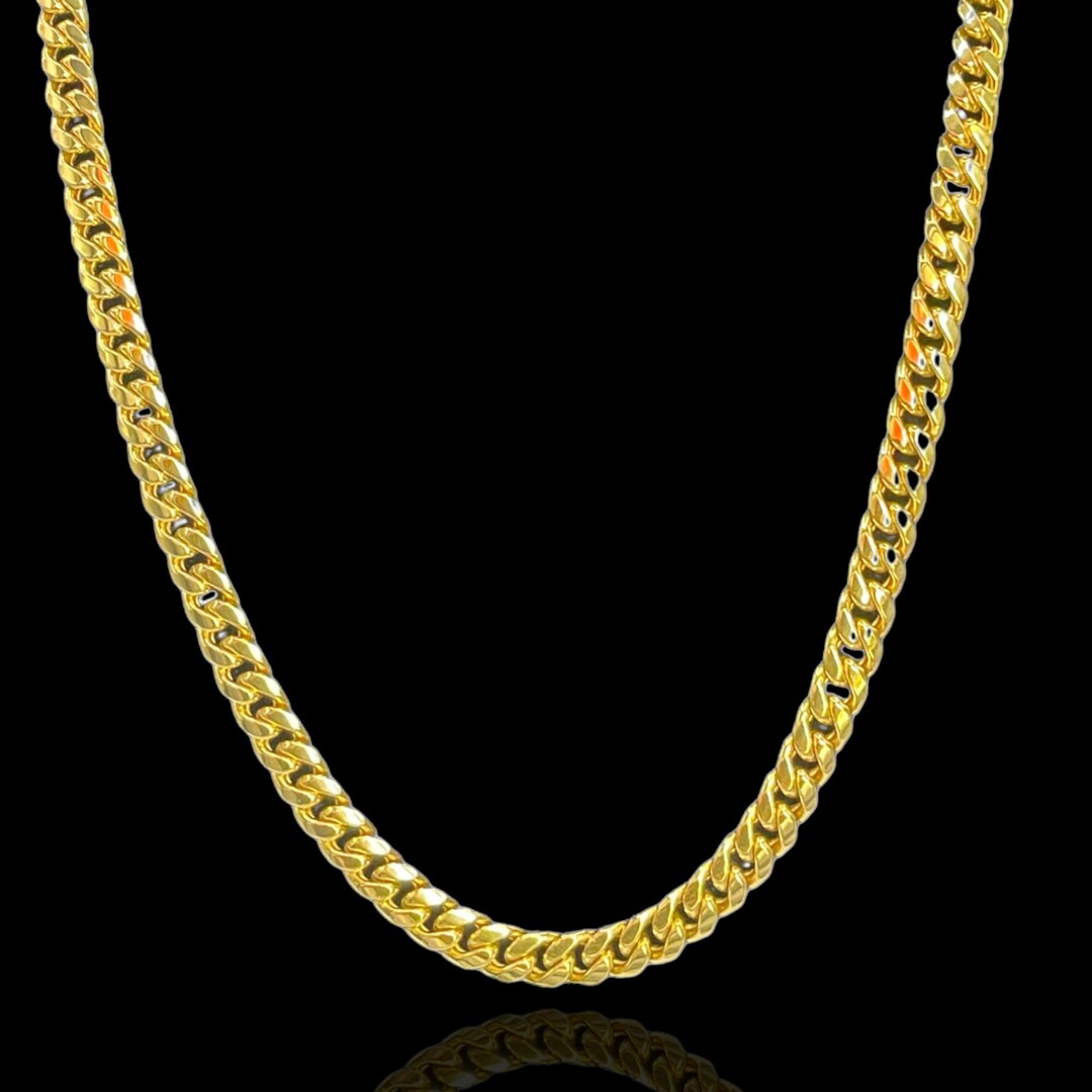 14K Gold Cuban Link Chain 5.5 MM Solid Gold Mens Necklace Miami Cuban Etsy