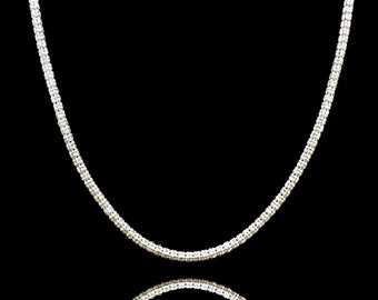14K White Gold Ice Link Chain Neclace - Diamond Cut - 3.5 MM - Solid Gold - Unisex Chain