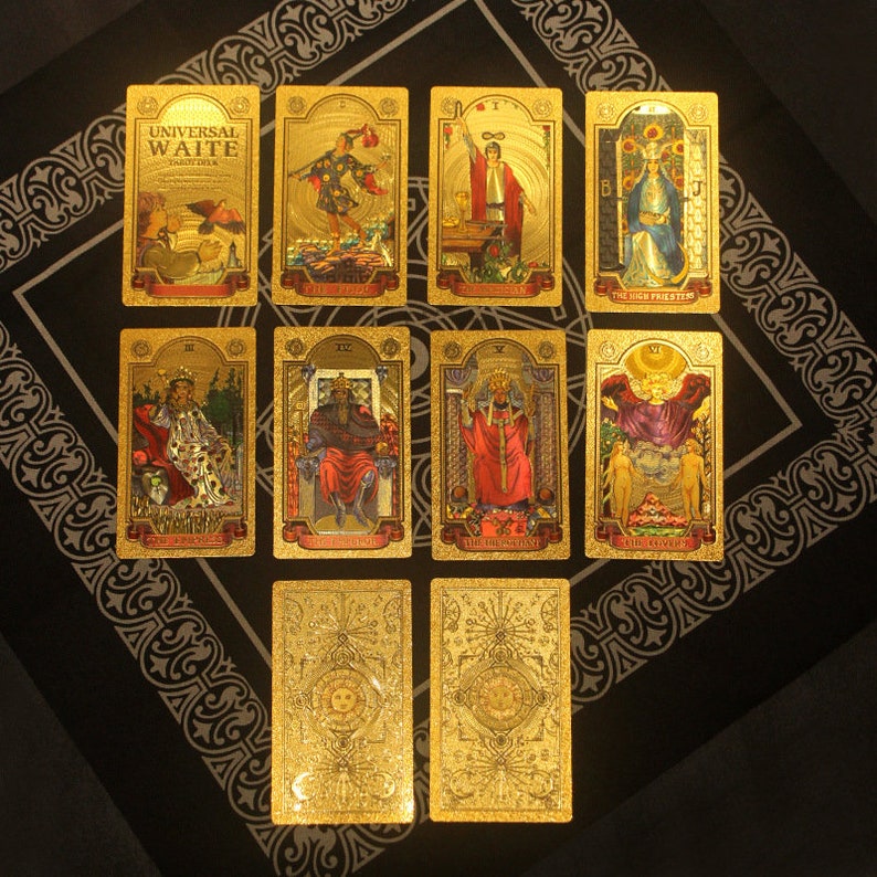 Gold Foil Rider-waite-smith Tarot Card Deck Waterproof With - Etsy