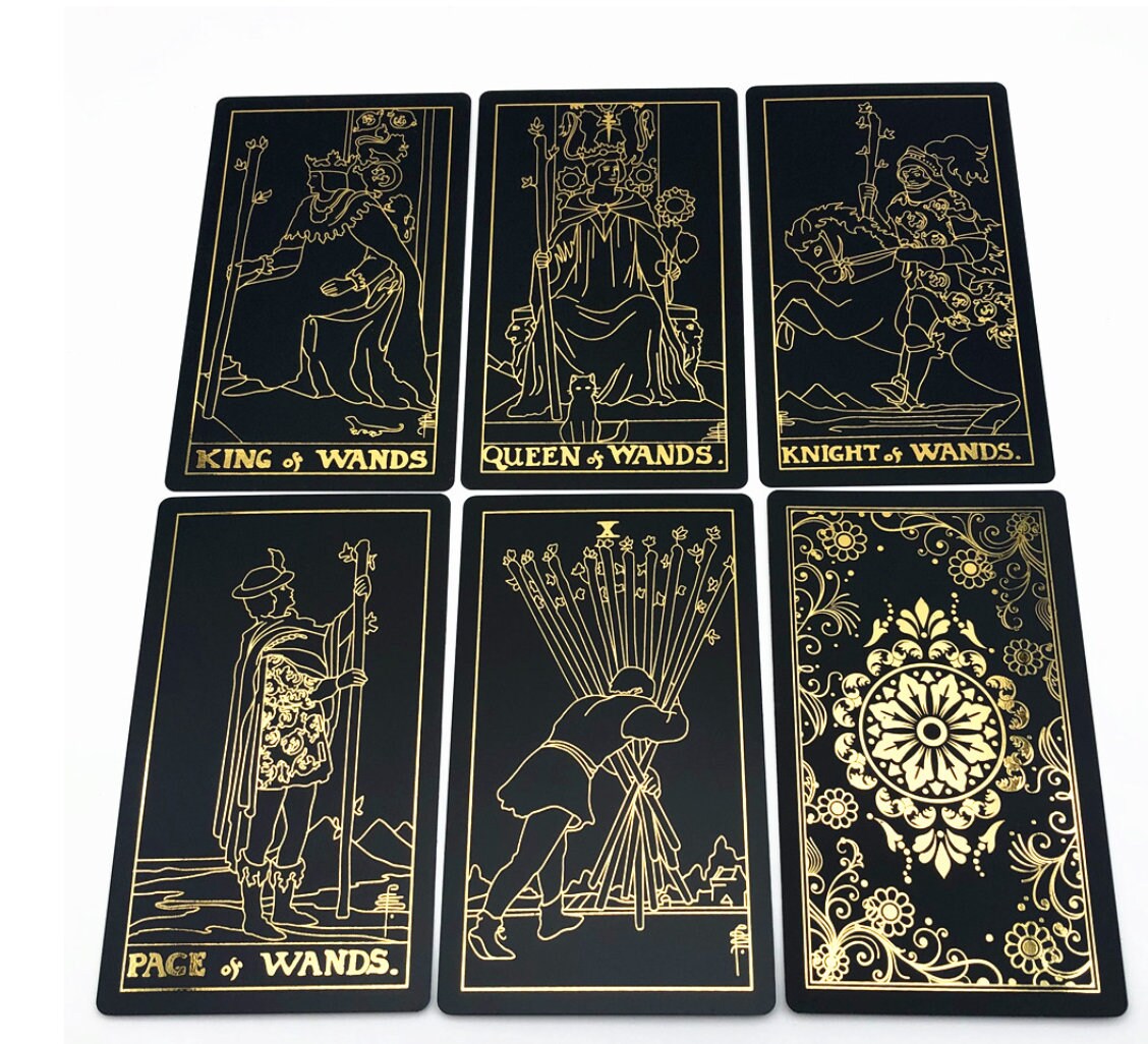 Luxury Black Gold Foil Rider-waite-smith Luxury Tarot Card - Etsy