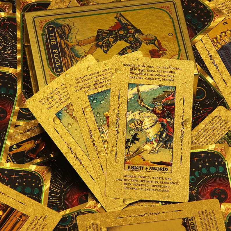 Gold Foil Rider-waite-smith Tarot Card Deck Waterproof With - Etsy