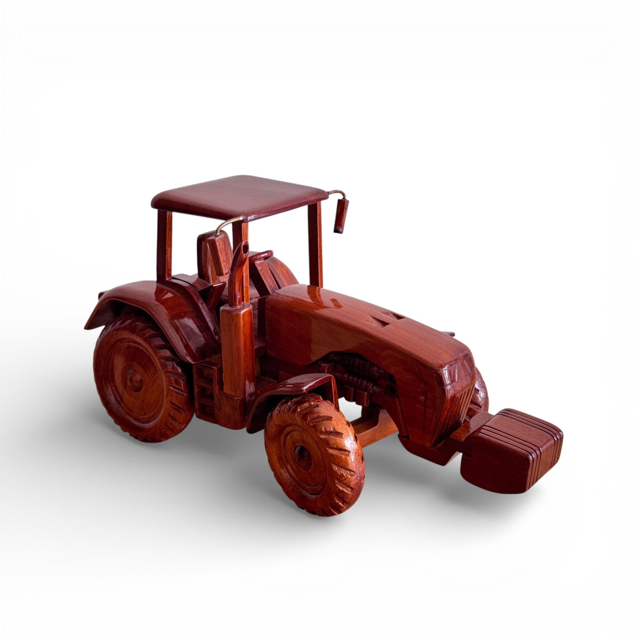 Handcrafted Mahogany Wood Farm Tractor Model - Rustic Desktop Decor - Etsy