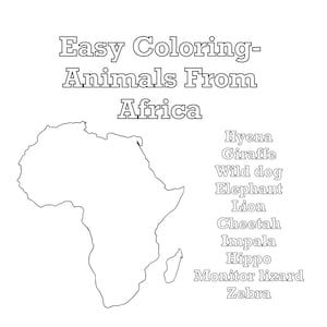 Easy coloring animals from africa