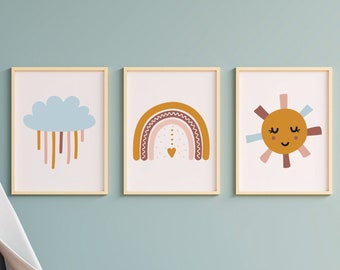 Rainbow Nursery Decor/ Rainbow Cloud Sun Print / Printable Wall Art / Digital Instant Download / Rainbow Wall Art