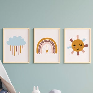 Rainbow Nursery Decor/ Rainbow Cloud Sun Print / Printable Wall Art / Digital Instant Download / Rainbow Wall Art