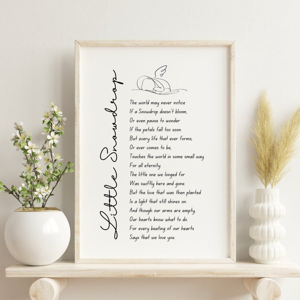 Miscarriage Memorial Poem / Angel Baby Keepsake / Pregnancy Loss / Infant loss / Remembrance Gift /Miscarriage Print