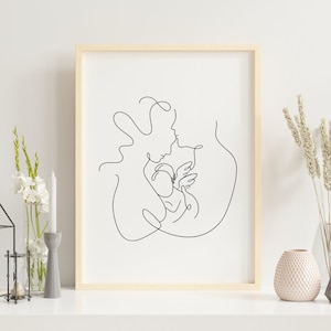 Retrato de familia de aborto espontáneo, 2 bebés de ángel, recuerdo de pérdida de bebé, impresión de aborto espontáneo, regalo de aborto espontáneo, regalo de recuerdo, arte de línea de aborto espontáneo
