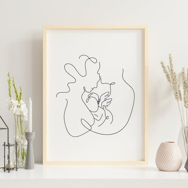 Miscarriage Family Portrait, 2 Angel Babies, Baby Loss Keepsake ,Miscarriage Print, Miscarriage Gift, Remembrance Gift, Miscarriage Line Art