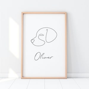 Personalized Dog Print, Dog Name Print, Dog Poster, Custom Dog Print, Minimalist Dog Print, Dog Line Art, Digital Download