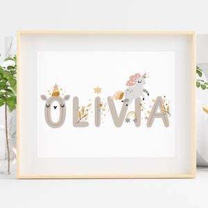 Custom Name / Unicorn Nursery Decor / Unicorn Wall Art / Unicorn Print / Digital Download / Kids Custom Name image 2