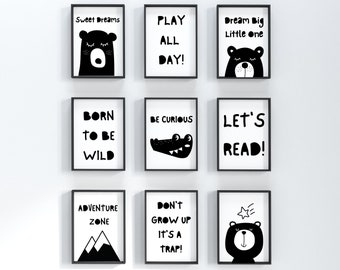 Kids Print Bundle, Playroom Decor, Playroom Print Set , Play All Day, Kids Wall Art, Kids Printable, Nursery Decor, Scandinavian Decor