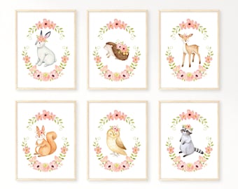 Woodland Nursery Prints, Woodland Nursery Decor, Woodland Animal Prints, Nursery Wall Art, Instant Download, Printable Nursery Decor