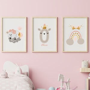 Nombre personalizado / Decoración de guardería de unicornio / Arte de pared imprimible / Descarga instantánea digital / Unicorn Girls Initial