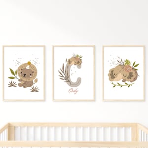 Custom Name / Safari Nursery Decor / Printable Wall Art / Digital Instant Download / Safari Animals Print