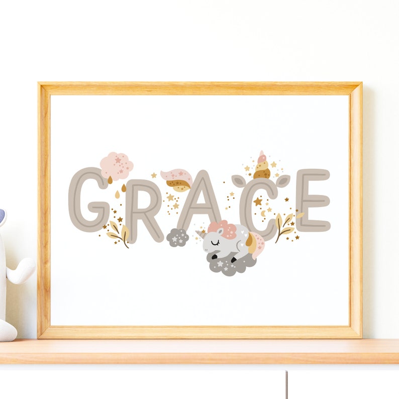 Custom Name / Unicorn Nursery Decor / Unicorn Wall Art / Unicorn Print / Digital Download / Kids Custom Name image 5