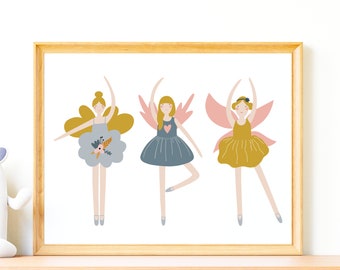 Ballerina Druck, Ballerina Kinderzimmer Dekor, Ballerina Wandkunst, Digitaler Download, Fee Druck