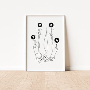 Personalized Hands Print, Family of 4, Family Poster, Custom Family Print, Minimalist Hand Print, Hand Line Art, Digital Download image 2