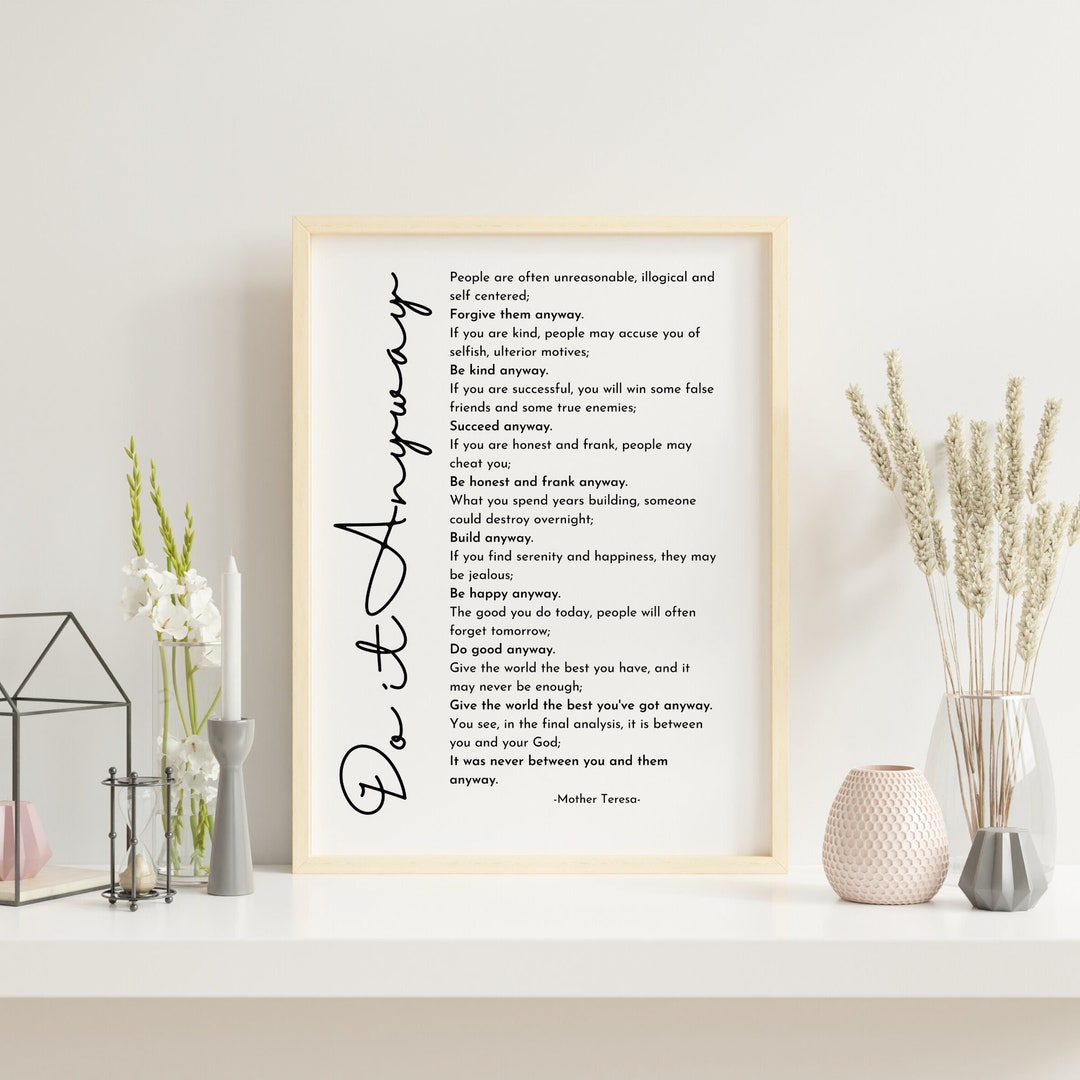 Mother Teresa Quotes,do It Anyway,inspirational Print,printable Wall ...