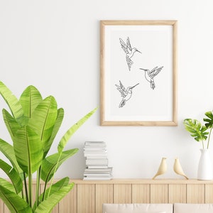 Hummingbird Print, Bird Line Art, Printable Wall Art, Hummingbird Poster, Minimalist Art, Digital Download, 3 Hummingbirds image 5