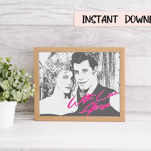 Sandy and Danny With Love Always Grease Movie Print Wall Art Digital Instant Download 10x8 Horizontal Artwork Gallery Rydell High Retro