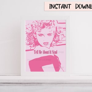 Grease Tell Me About It Stud Pink Ladies Version 8x10 inch Digital Print Download Olivia Newton-John Fan Art Illustration