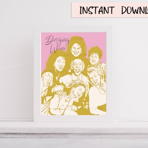 Designing Women Sugarbaker Design Group Portrait 8x10 inch Digital Art Print Instant Download Georgia Golden Peach Version