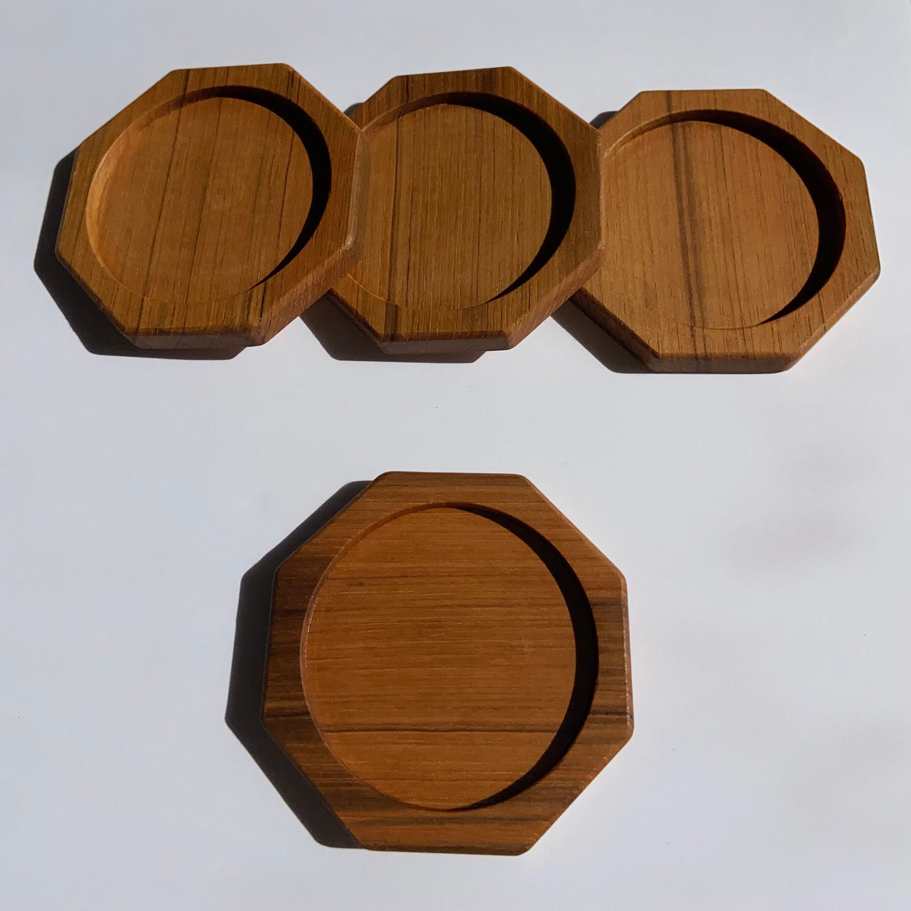 Handmade Teak Wood Coaster Set of Four