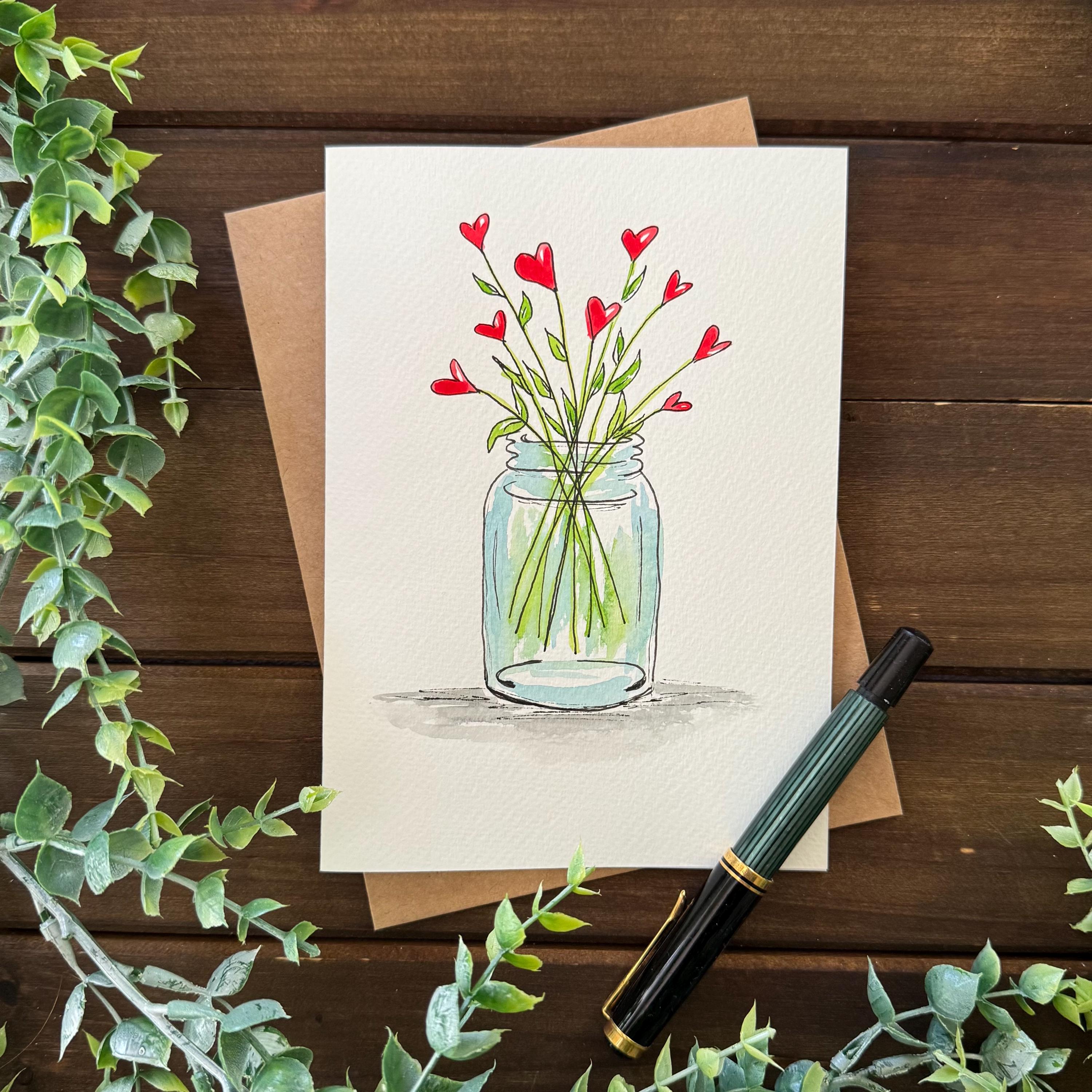 Greeting Card Set Hand-painted in Watercolor, Flower Themed Blank Set ...